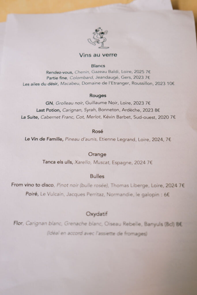 wine menu